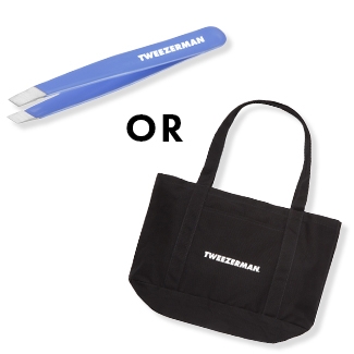 FREE gift of choice: a Travel Tote Bag or Micro Mini Slant Tweezer with Purchase