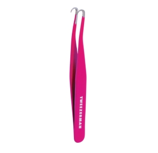 Pink handle curved tip blackhead extractor