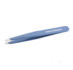 Granite Sky Slant Tweezer, blue and white speckle color finish with stainless steel tips