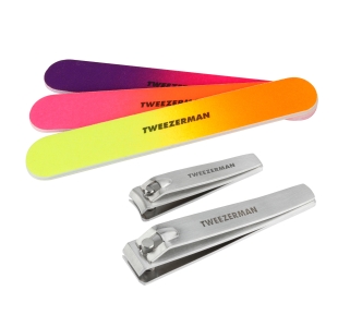 Neon Nail Kit: Neon Nail Kit NAIL FILE SET and stainless-steel nail clipper with curved blade and straight blade