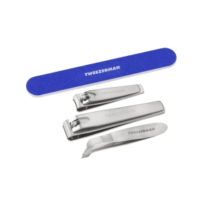 Blue nail file with stainless steel nail clipper, toenail clipper, and mini cuticle nipper Grooming Gift Set
