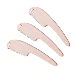 3 pink colored prep and plane facial razors