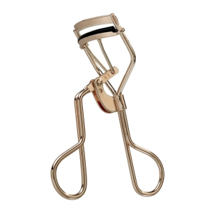 Curl 38 degree eyelash curler, gold color finish with black rounded silicone pad