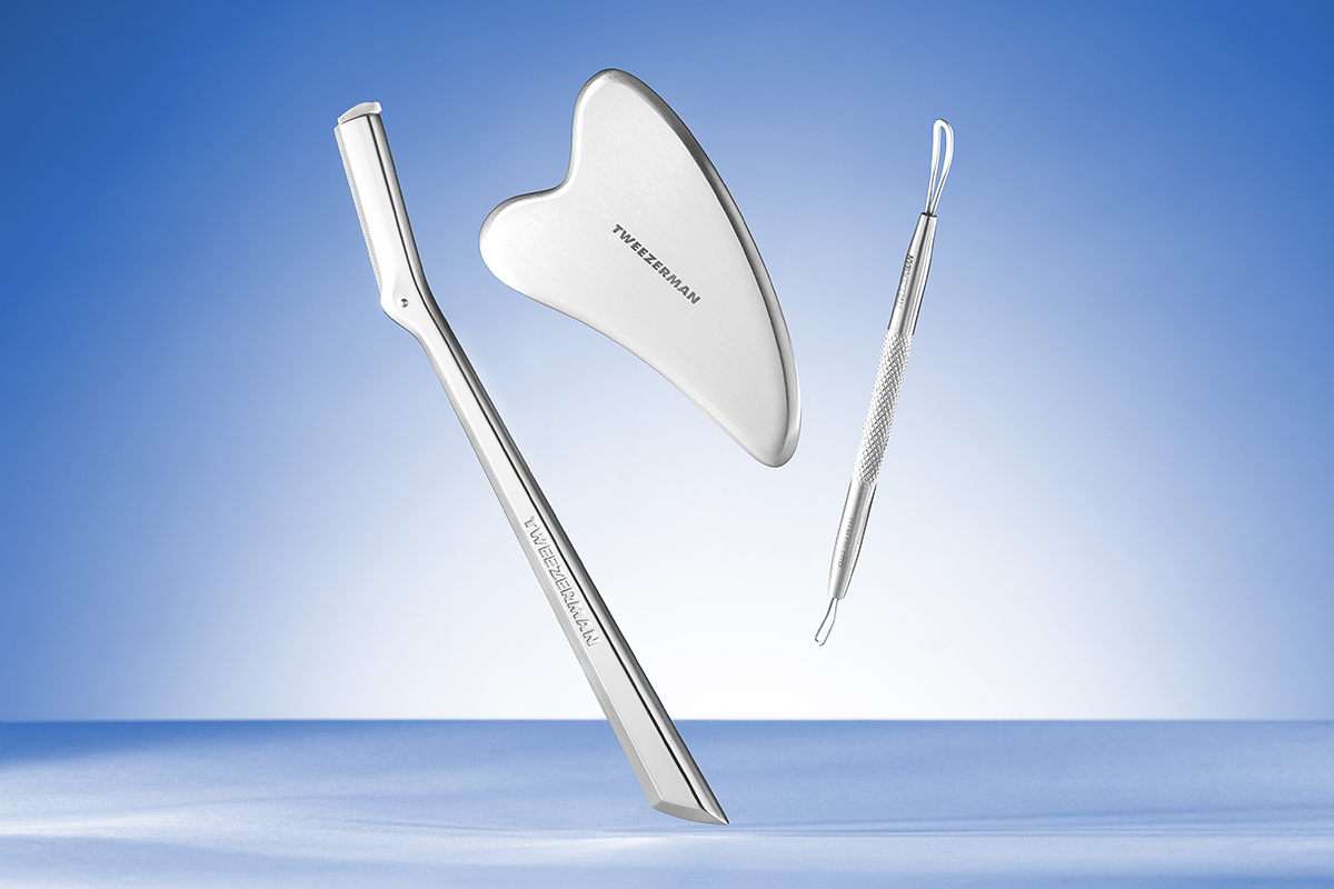 Stainless steel gua sha facial razor and no slip skincare tools