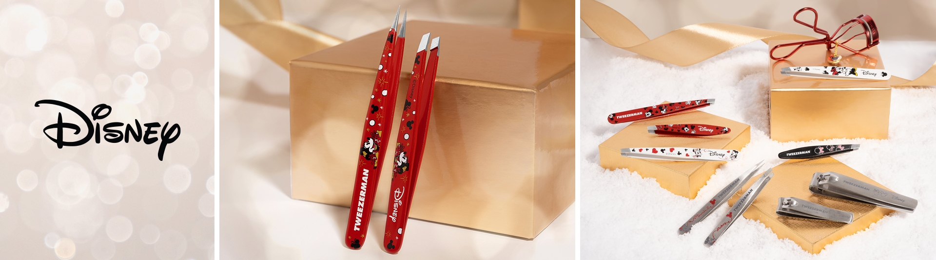 Tweezerman and Disney full collection with Disney themed tweezers, nail files, nail clippers, and eyelash curler. 