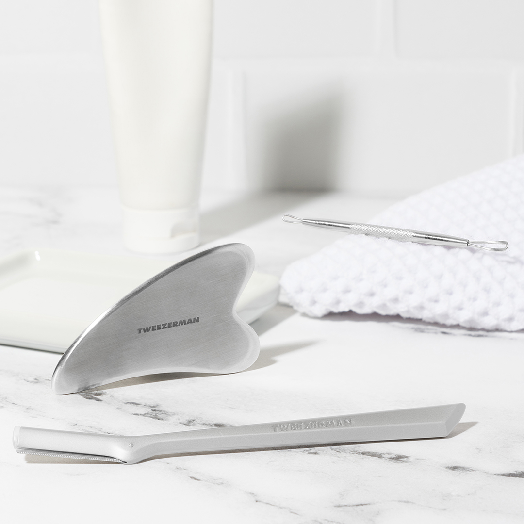 Stainless steel no slip skincare tool, guasha and facial razor